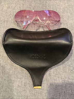 Vintage Rare Moschino Pink Shield Sunglasses with Black Case; Delicate